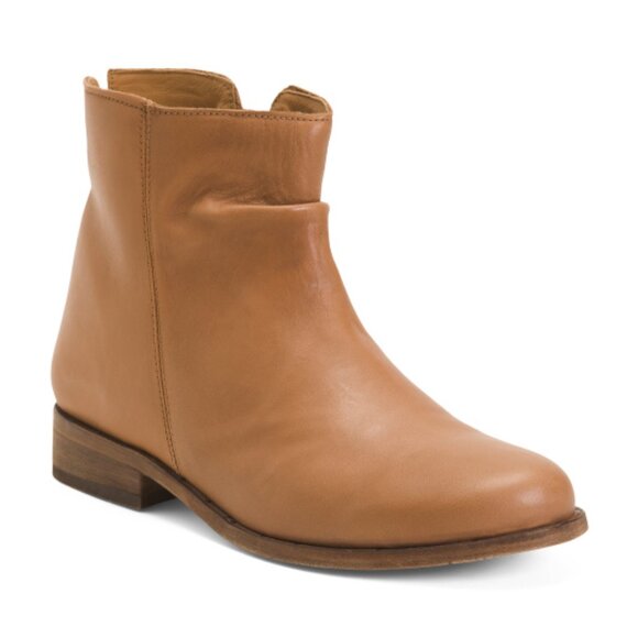 Like NEW BEEK Quail Leather Zip Up Ankle Booties Saddle for women 1225 11m0 - Picture 14 of 16